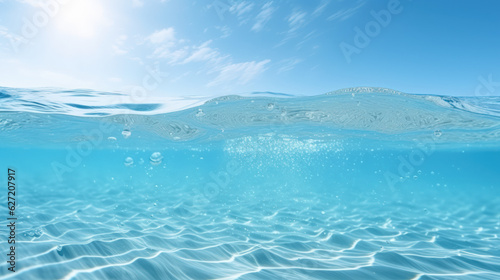 Copy space of wave blue beach background. Generative ai. © tonktiti