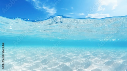 Copy space of wave blue beach background. Generative ai.