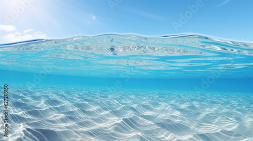 Copy space of wave blue beach background. Generative ai.