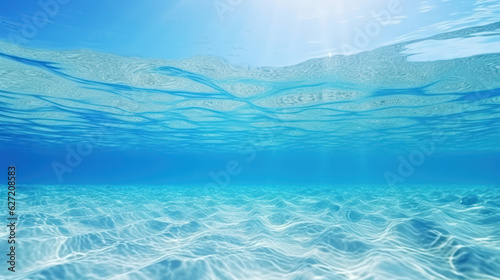 Copy space of wave blue beach background. Generative ai. © tonktiti