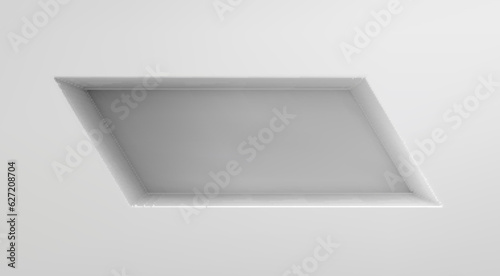 Empty rectangular niche mockup. Vector realistic illustration of modern interior design, home, office, art gallery, shop, museum wall with creative bookshelf, abstract product presentation platform