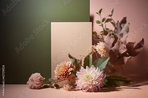 Romantic greeting card for special occasions with flowers and gradient background