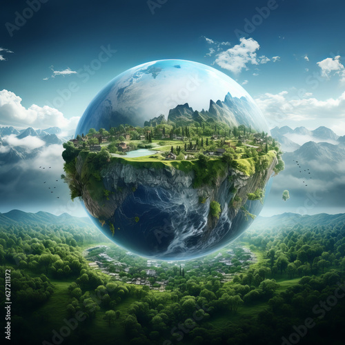 Full view of planet earth and nature landscape creative concept   World Environment Day   Save The Earth © Digi Zone by Das