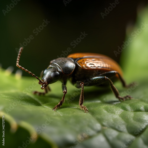 brown beetle on a leaf Generative ai © Nimra