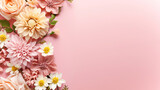 Various Flowers In Pink Background Background,flower background,background with flowers
