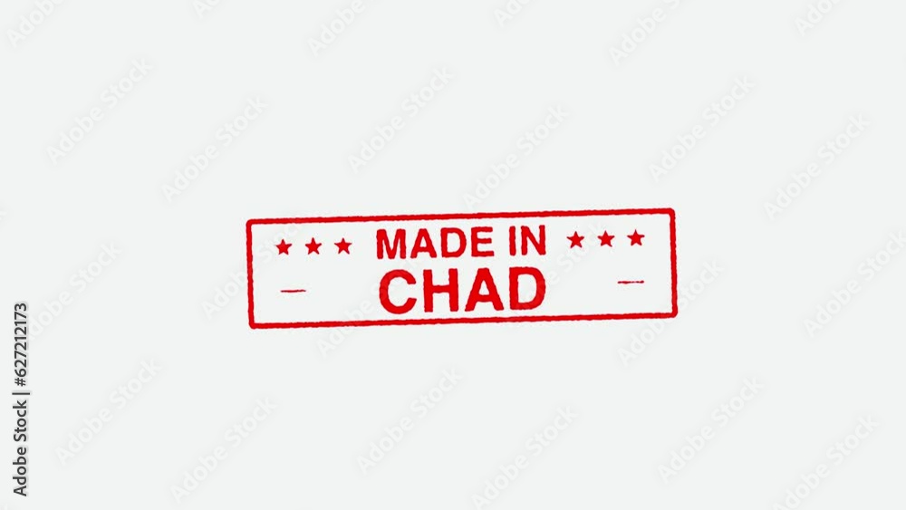 Close Up Real Hand Stamping Made In Chad Stamp on White Background Close Up Real Hand Stamping Made In Chad Stamp on White Background