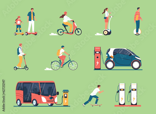 Eco Transport Flat Color Set