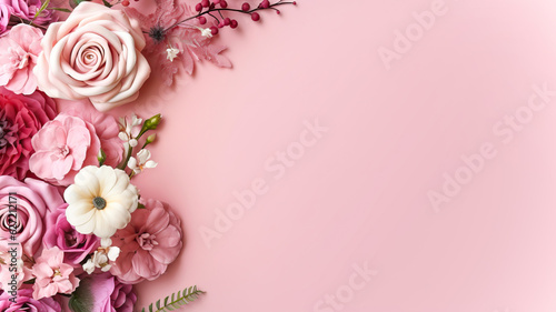 Various Flowers In Pink Background Background,flower background,background with flowers © Moon