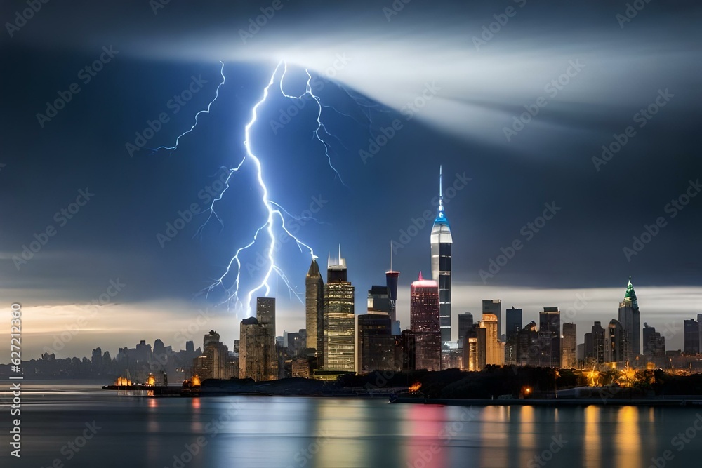 Obraz premium city skyline with storm