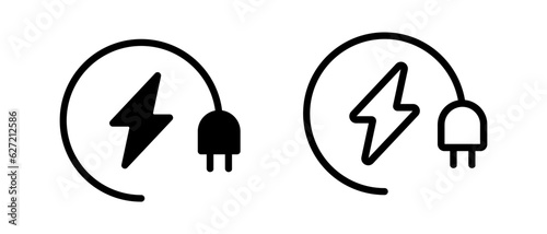 Electric car vector icon set. Electric car charging point symbol