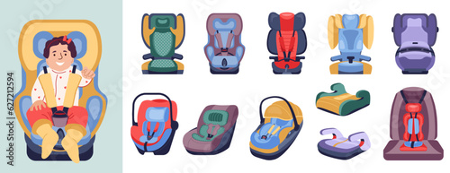 Children Car Seat Icons
