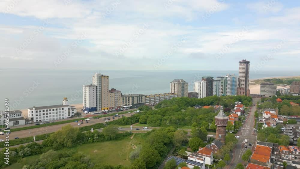 Aerial drone shot of apartment buildings in Vlissingen Aerial drone shot of apartment buildings in Vlissingen
