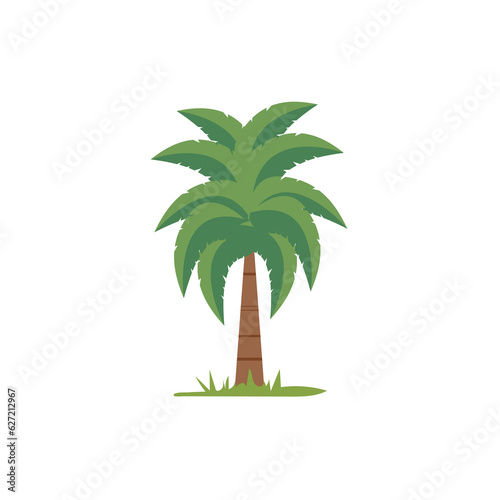 Green palm tree isolated on white backround  vector illustration