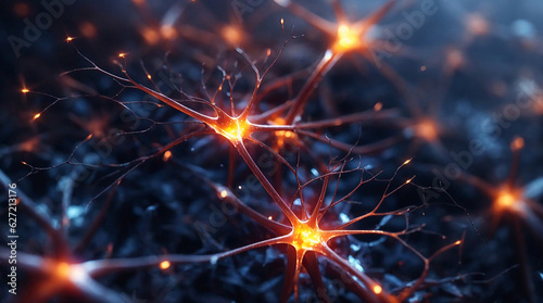 Abstract backgrounds of neurons working inside brain  neuron link Neurons and synapse like structures depicting brain chemistry