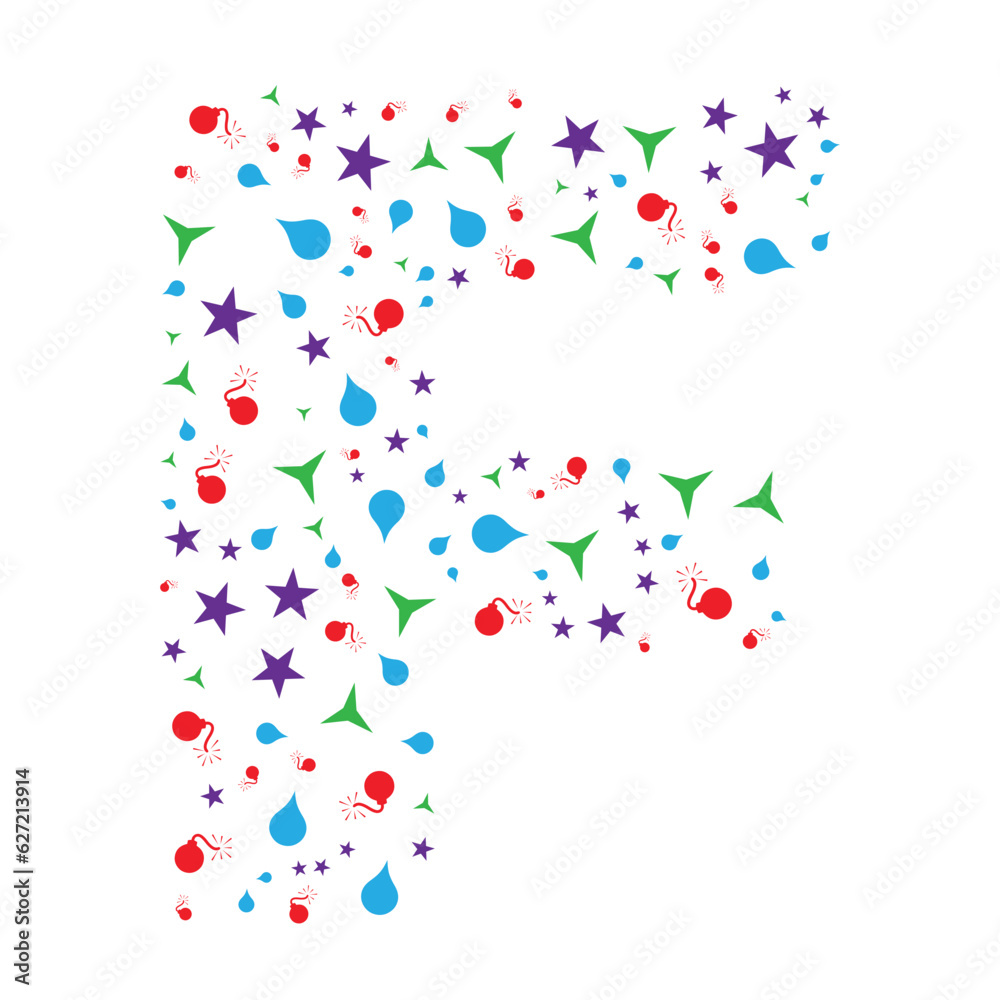 F Letter made from colorful splashes , F letter logo , Abstract F