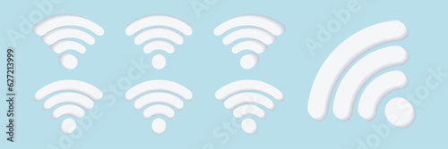 3D Realistic Wireless network vector illustration. WiFi Icon on blue Background. Vector.