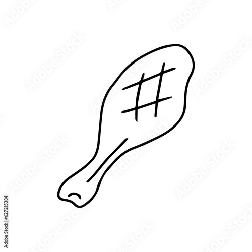 hand drawn vector illustration grilled chicken leg