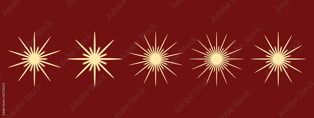 Sparkle collection. Set of decorative sparkles. Ornamental stars for card designs, winter decorations or birthday parties Sparkle collection. Set of decorative sparkles. Ornamental stars for card designs, winter decorations or birthday parties