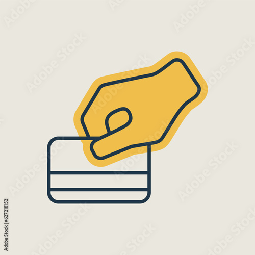Hand swipe credit card during purchase icon
