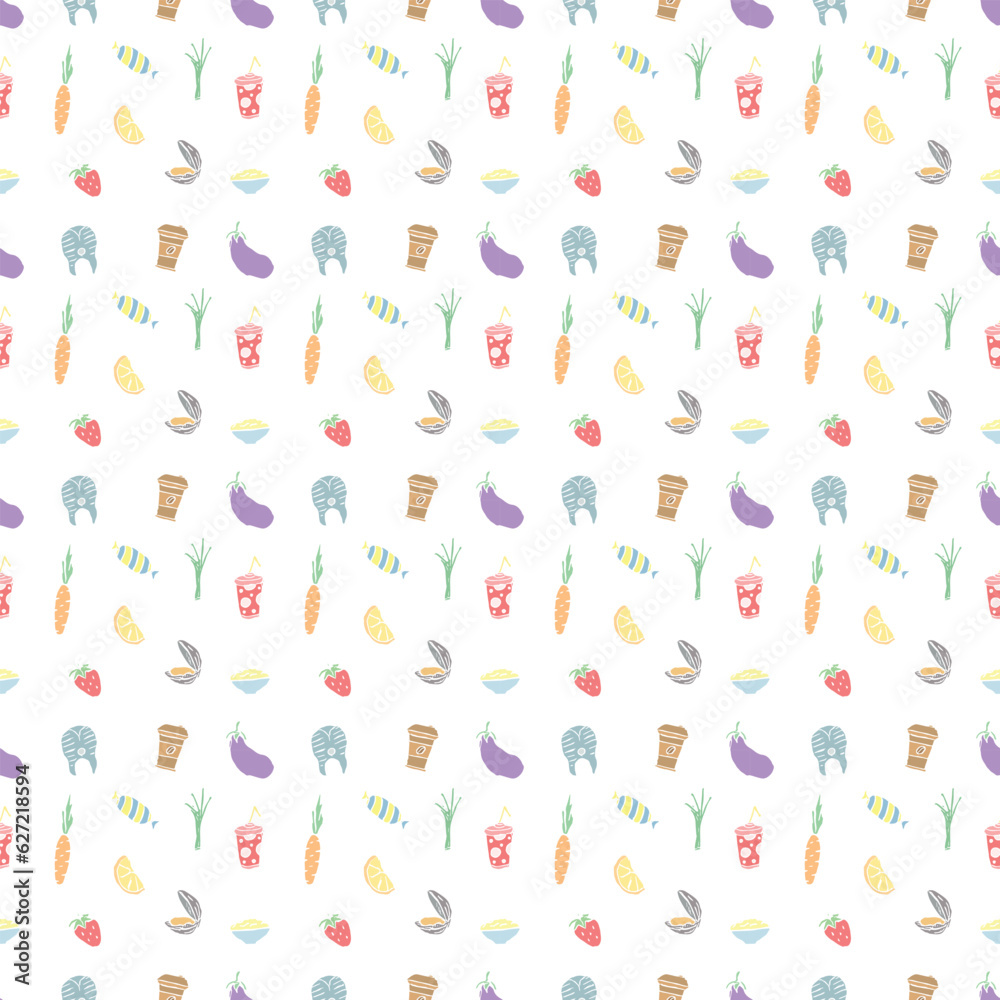 Seamless food pattern. Colored food background Seamless food pattern. Colored food background
