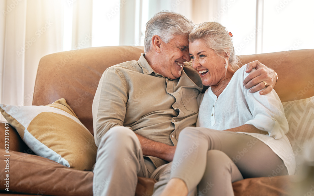Old couple on sofa, hug and retirement together, love and care in marriage with people at home. Relax in living room, life partner and pension, man and woman bonding with trust and commitment Old couple on sofa, hug and retirement together, love and care in marriage with people at home. Relax in living room, life partner and pension, man and woman bonding with trust and commitment
