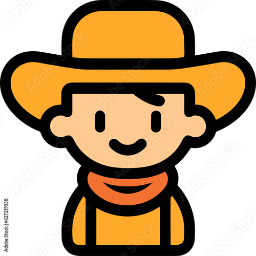 Cowboy with hat farmer single icon svg vector outlined flat photo