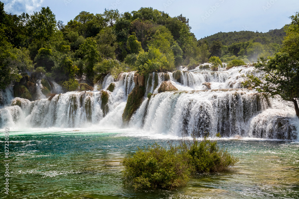 Fototapeta premium Waterfall in Krka national park in Croatia.