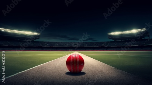 Cricket stadium with ball
