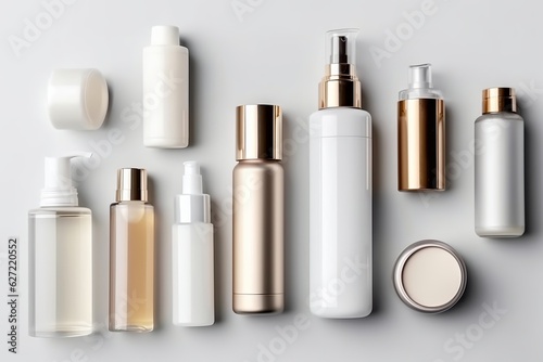 set of cosmetic bottles