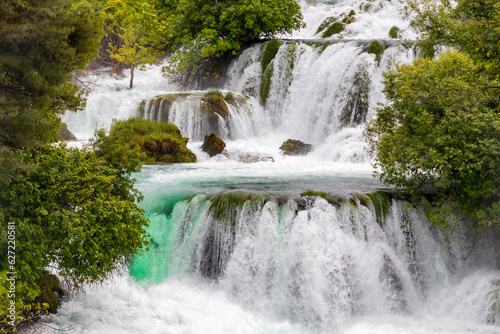 Waterfall in Krka national park in Croatia.