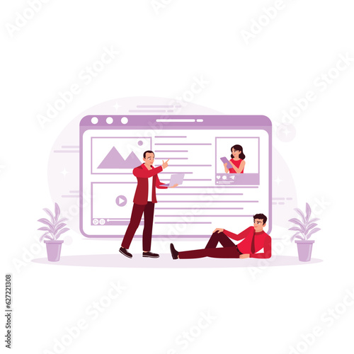 content creation and storytelling concepts. Influencer blogger Content Creator with social media background sharing moments on social networks. Create posts for followers. 