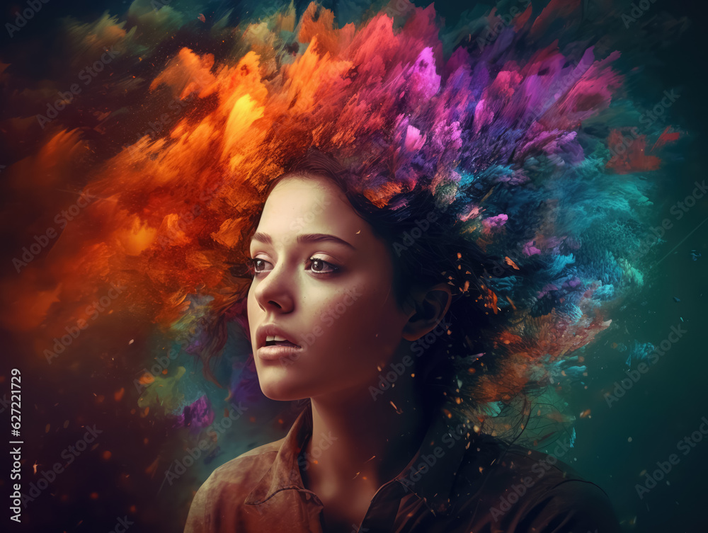 Human brain exploding concept Human brain exploding concept