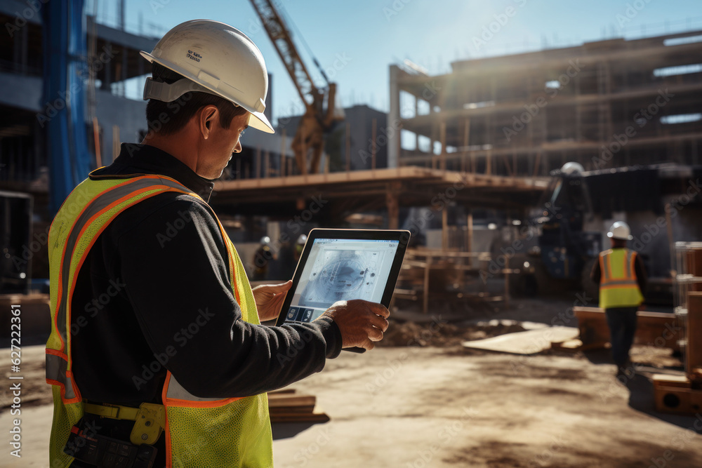 Obraz premium group of engineers and construction workers huddled working together