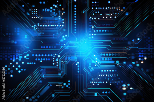 Abstract futuristic circuit board, Illustration high computer technology bright color background