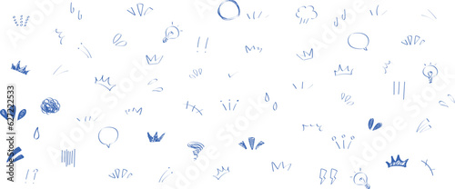イラスト素材：かわいい手書きのリアクションあしらいセット（ベクター）