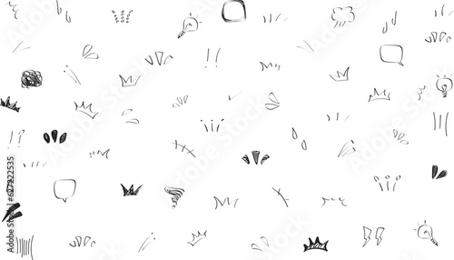 イラスト素材：かわいい手書きのリアクションあしらいセット（ベクター）