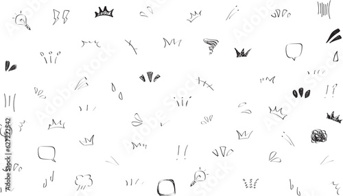 イラスト素材：かわいい手書きのリアクションあしらいセット（ベクター）