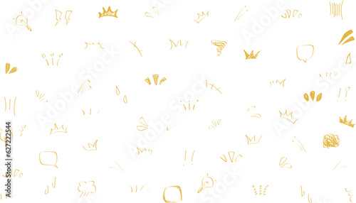 イラスト素材：かわいい手書きのリアクションあしらいセット（ベクター）