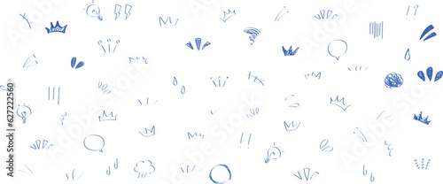 イラスト素材：かわいい手書きのリアクションあしらいセット（ベクター）