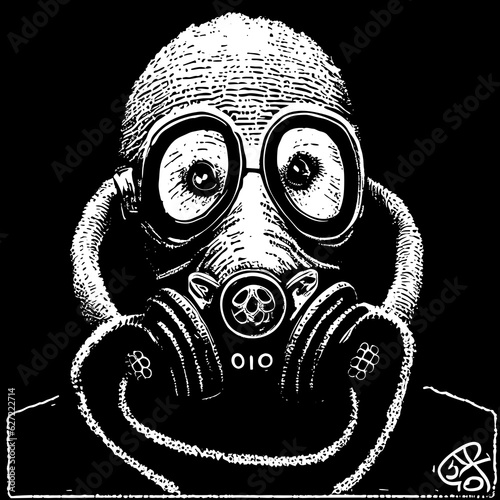 man in gas mask