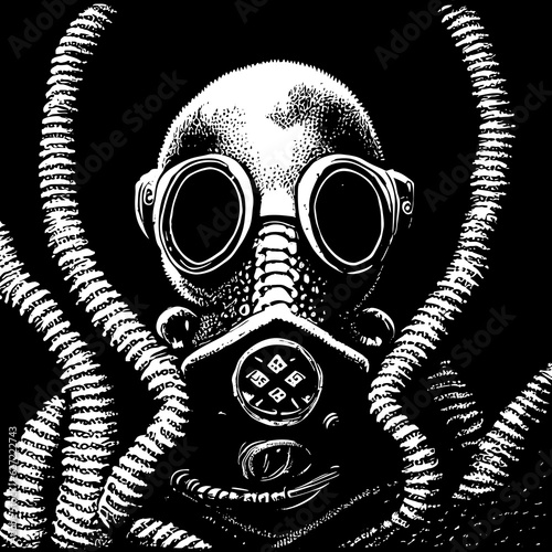 man in gas mask