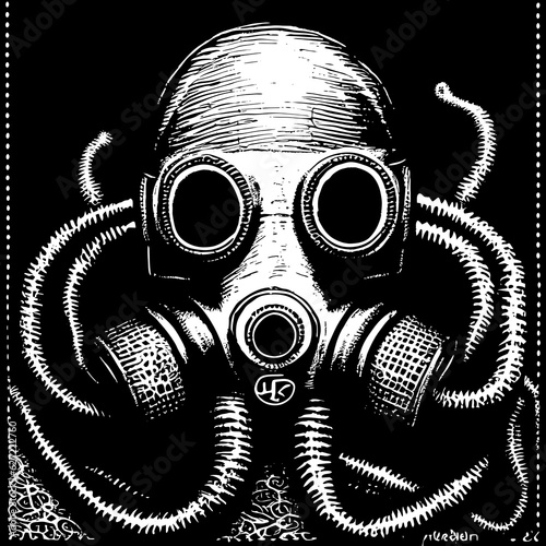 man in gas mask