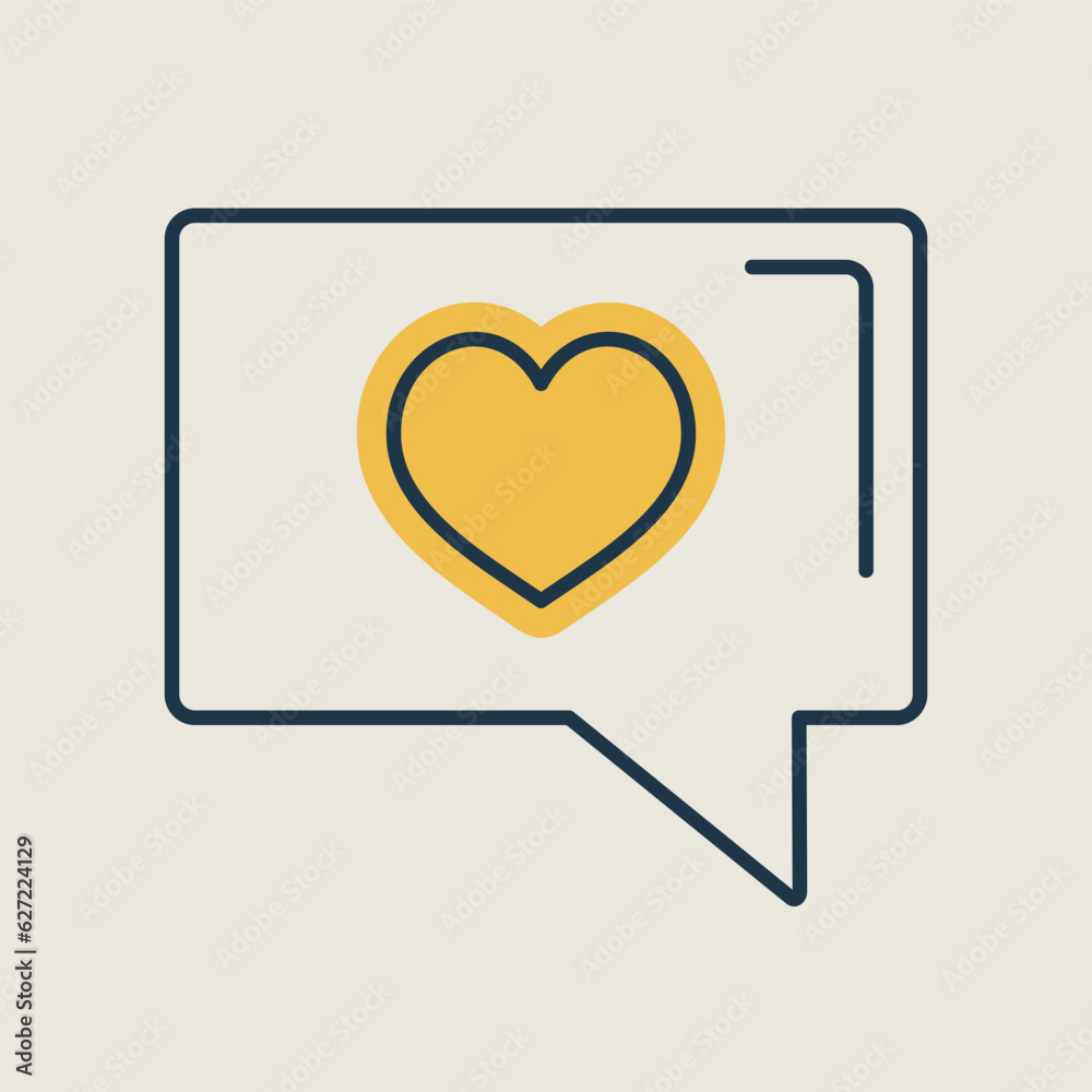 Text bubble with heart icon. Happy Valentines Day