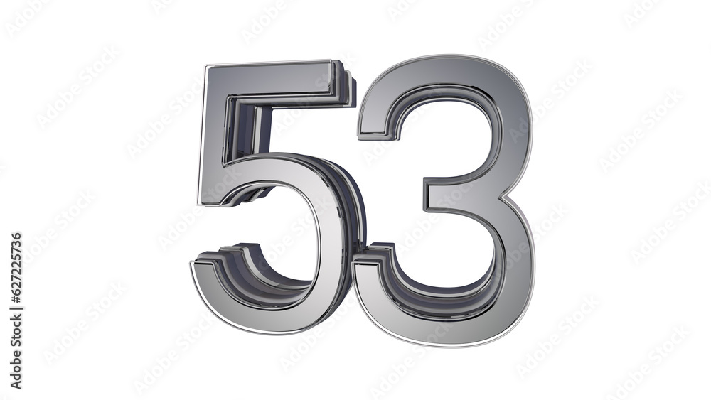 Obraz premium Metal design 3d number 53