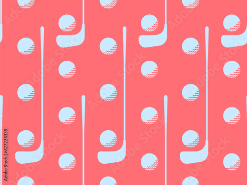 Seamless pattern with golf clubs and balls. Golf ball on a red background in vintage style, two colors red and white. Design for typography, banners and posters, promotional items. Vector illustration