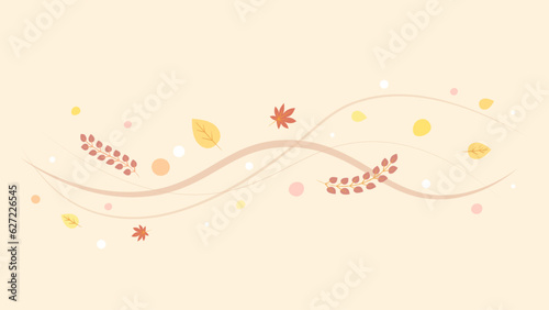 紅葉した葉っぱとウェーブのベクター背景画像