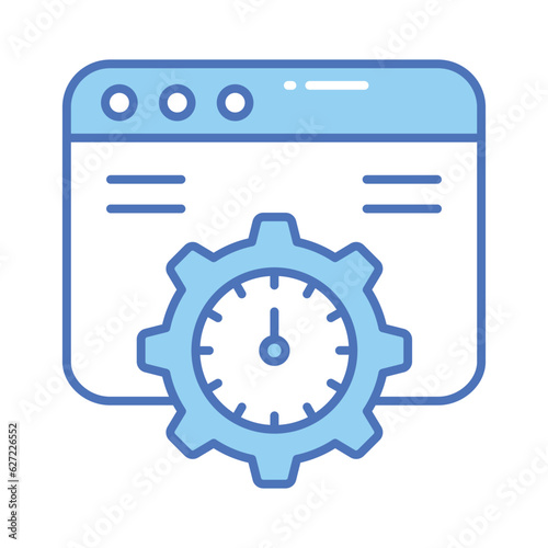 Speedometer with webpage denoting speed test vector design in trendy style