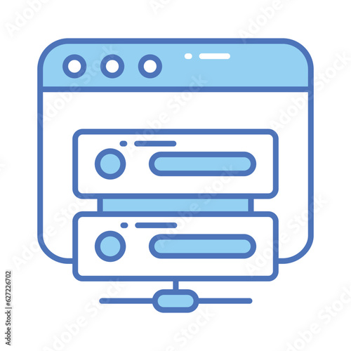 Web Page with data server denoting web hosting concept vector, web server icon