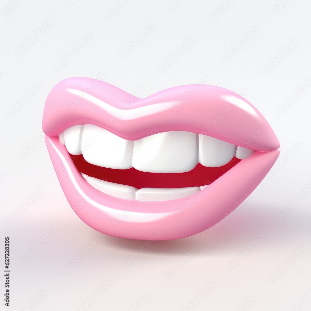 cute and happy person's mouth, 3D render