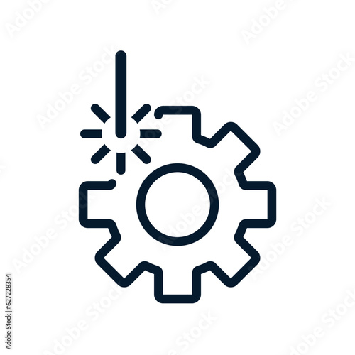 The concept of metallurgy, cutting. Vector icon isolated on white background.